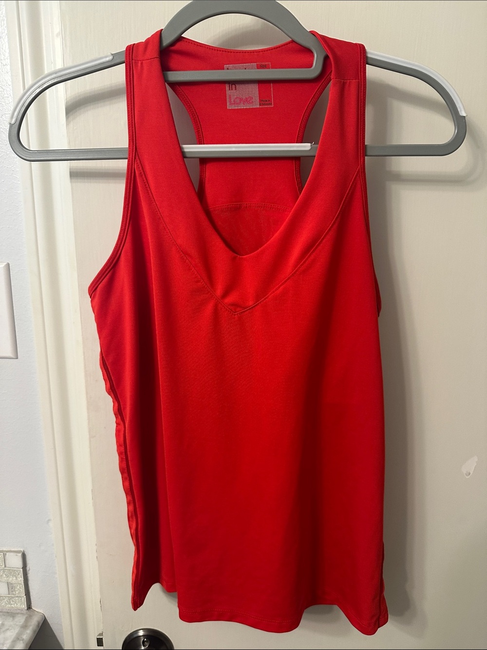 Lucky in Love Bright Red V-Neck Racerback Tank Top Tennis Golf